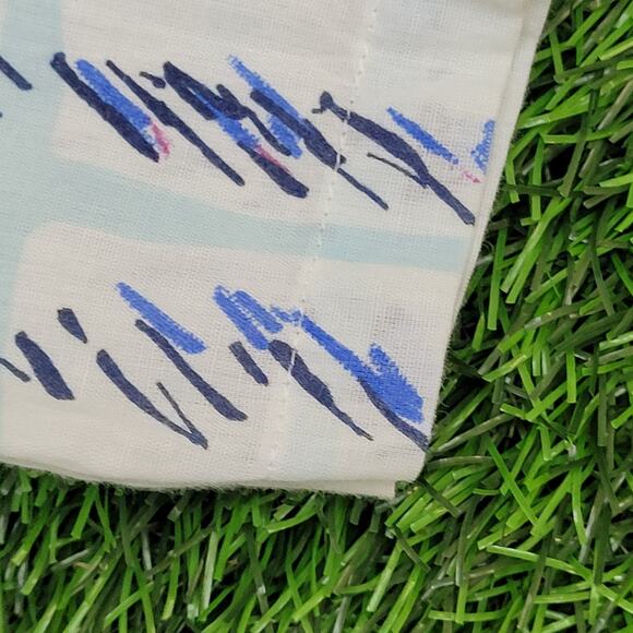 Vintage 80s Abstract Hippie Button Shirt Large 23x28 Blue Groovy - Picture 10 of 11